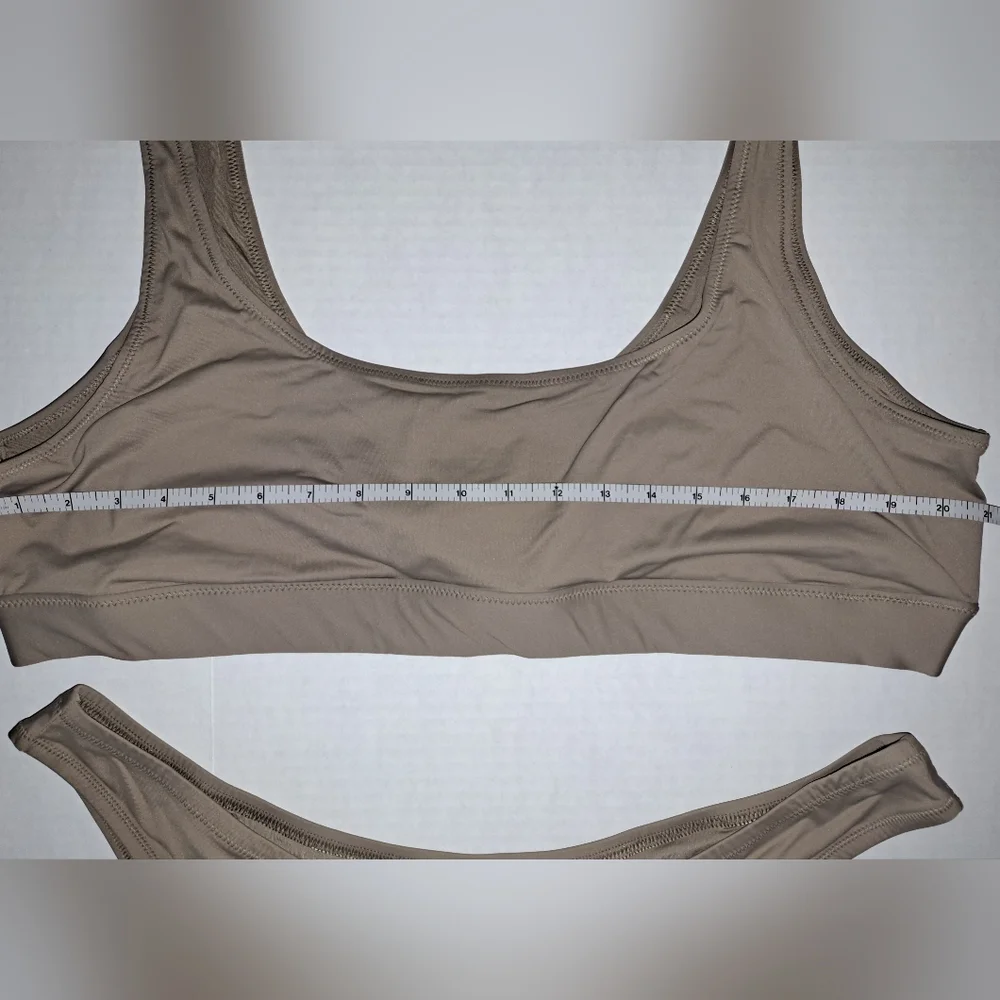❤️NWT SKIMS 2 Piece Swim Scoop neck top Cheeky tanga Bikini Set Nude DESERT 3X